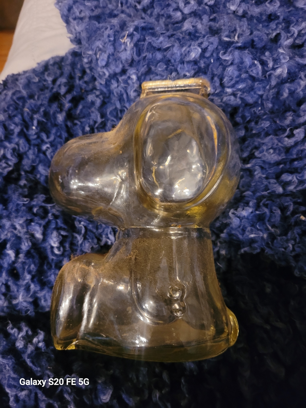 Vintage Clear Glass Snoopy Bank